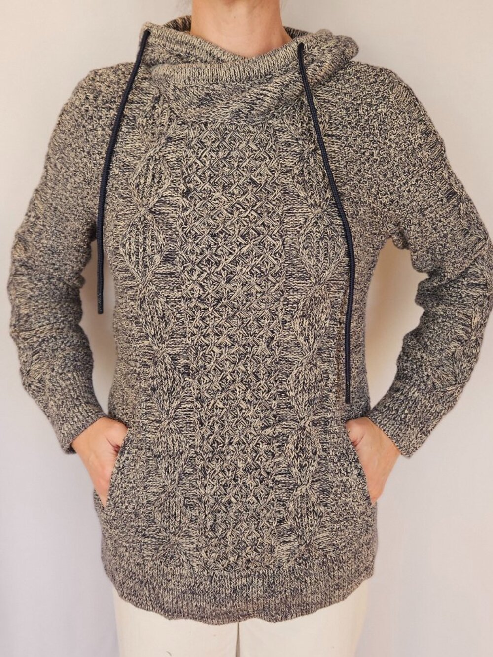 L.L. Bean Women's Signature Knit Cotton Funnelneck Sweater - M - Navy Marl